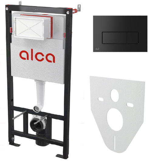 Инсталляция Alcadrain AM101/1120-4:1 RU с черной кнопкой M578
