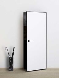 Скрытая дверь невидимка Invisible под покраску с алюминиевой черной кромкой тип 3/4 правая