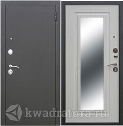 Входная дверь Феррони Гарда 6 см Царское зеркало Антик серебро/Белый ясень