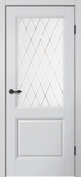 Межкомнатная дверь Flydoors Aura Mone М93 эмалит серебристый стекло художественное