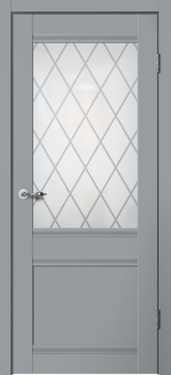 Межкомнатная дверь Flydoors Classic С01 Эмалит серый стекло Английская решетка