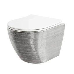 Унитаз подвесной безободковый Grossman Color GR-4455SWS серебро сиденье микролифт
