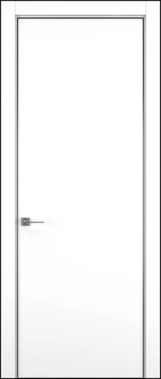 Межкомнатная дверь Hausdoors Минимализм 1 Керамик снежный ДГ кромка матовый хром 4 стороны