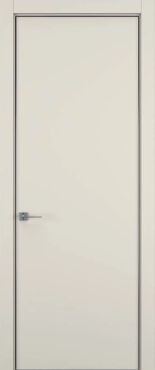 Межкомнатная дверь Hausdoors Минимализм 1 Керамик жемчужный ДГ кромка матовый хром 4 стороны