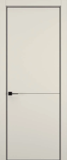 Межкомнатная дверь Hausdoors Минимализм 2 Керамик жемчужный ДГ черная кромка 4 стороны черный молдинг