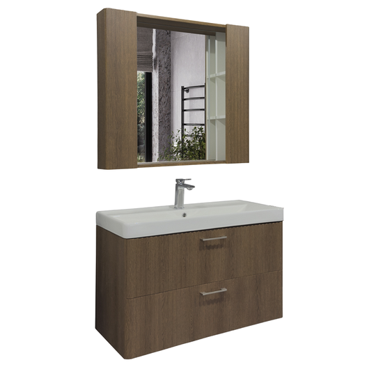 Комплект мебели для ванной Comforty Ангара 90П дуб темно-коричневый