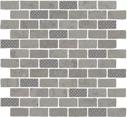 Мозаика керамогранитная Kerama Marazzi Про Лаймстоун Антика 3 мозаичный серый 32х30 см MBD011