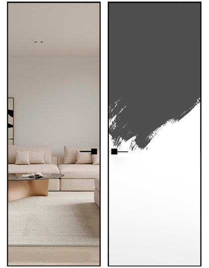 Скрытая дверь невидимка обратного открывания Hausdoors Инвизибл Реверс алюминиевая черная кромка 4 стороны лицевая сторона зеркало/противоположная сторона под покраску