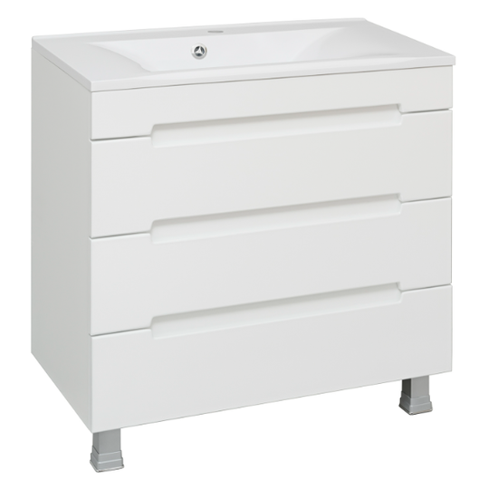 Тумба с раковиной Aqua de Marco Olivia 80 белая напольная 3 ящика